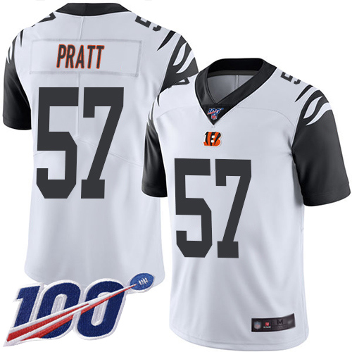 Cincinnati Bengals Limited White Men Germaine Pratt Jersey NFL Footballl 57 100th Season Rush Vapor Untouchable